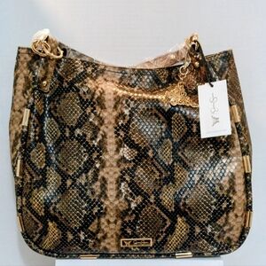 Gold and Black Snakeskin Patterned Women's Bag